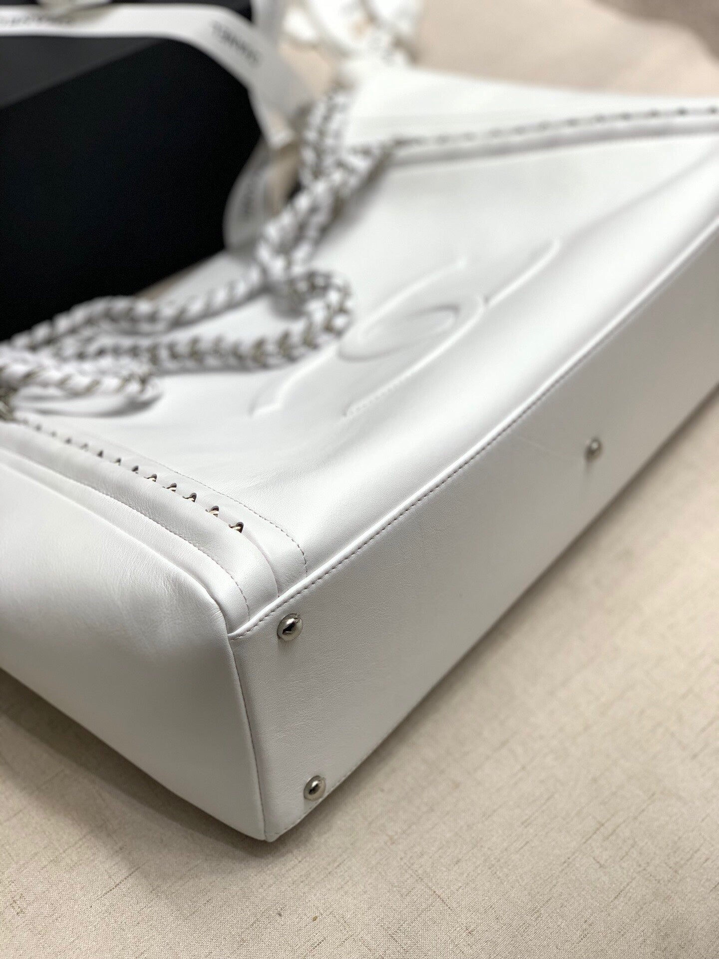 Chanel Soft Calfskin Shopping Bag Top Handle White