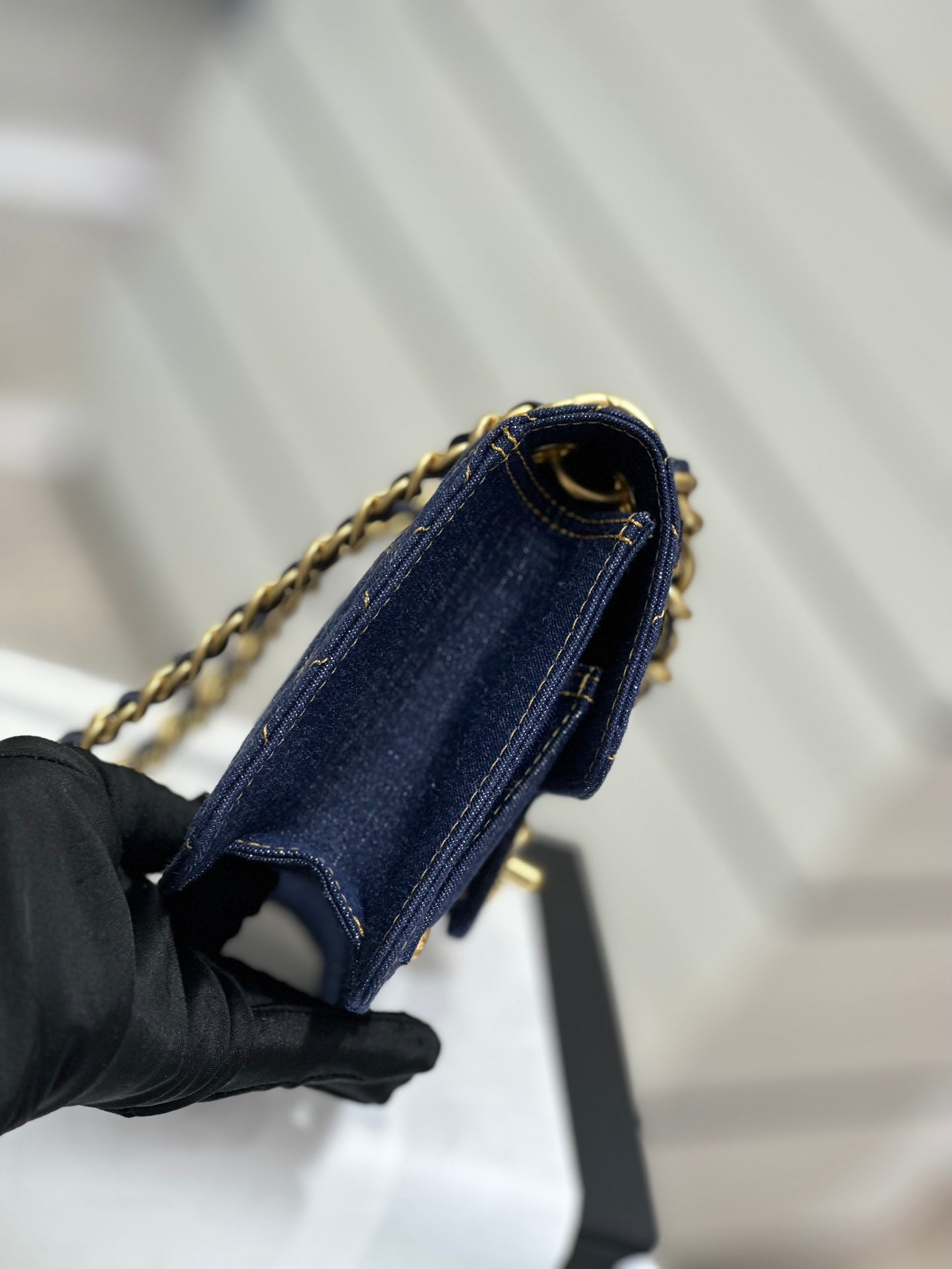 Chanel Flap Denim Blue Bag - 19x14x5cm